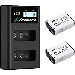 Batería Canon T6I Powerextra Batería de Repuesto LP-E17 1350mAh con Cargador Pantalla LCD para Canon LP E17 Canon EOS Rebel T6i Rebel T6 Rebel T7i 750D 760D 8000D Kiss X8i 800D 77D 200D EOS SL2 EOS M3 EOS M6 EOS M5