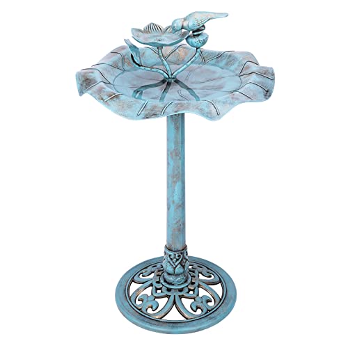 Dream Garden Bird Baths For Outdoors, 34 Inch Height Polyresin Birdbaths Lightweight Antique Outdoor Garden Bird Bath Blue #TOP4