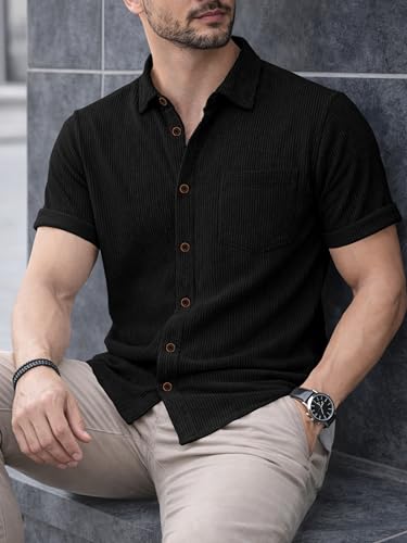 Image of Noble Monk Men's Polyester Regular Fit Solid Casual Shirt |Half Sleeve | |Stylish Shirt