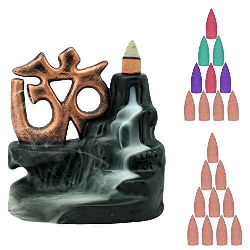 Image of CRAFTAM Polyresin Smoke Backflow Fountain with 20 Free Backflow Cones Showpiece Figurine for Gift (OM Gold)