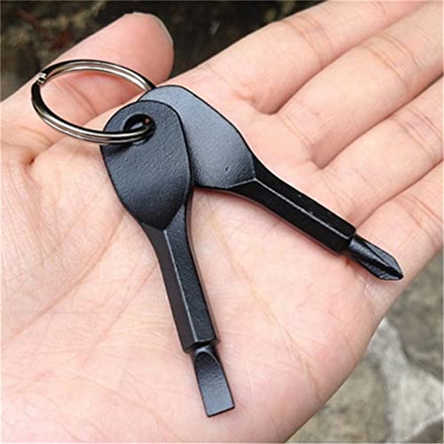 Ergugos Screwdriver Keychain Tool Set Pocket Mini Stainless Steel With Flat And Phillips Repair Multifunctional For Key Loss Prevention, Black #TOP6