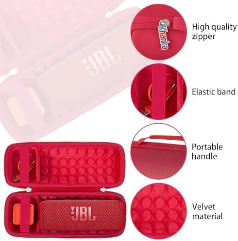 khanka Hard Travel Case Replacement for JBL Flip 7 / Flip 6 Waterproof Portable Bluetooth Speaker(Red) - Image 3