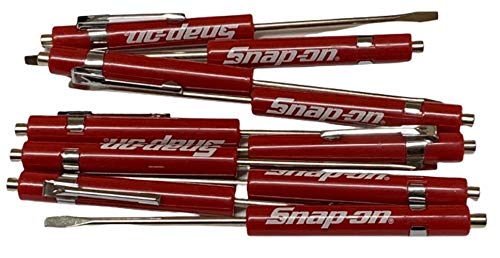 EarthtecCOLIBROX (10) TEN Snap on Pocket Screwdriver, Flat Tip Screwdrivers, RED ~ Magnetic .NEW. R86855