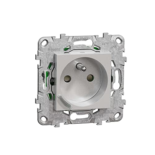 Schneider Electric - Wiser Unica - Prise 2P+T connectée - 16A - zigbee - Aluminium - NU555930