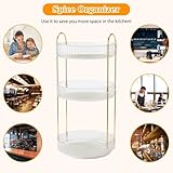 BZVCRTYKL 360° Rotating Makeup Organizer for Vanity Shelf Countertop Large Capacity Bathroom Organizer Cosmetics Storage Spinning Perfume Holder Skincare Organizer/990 (Color : Three white) - Image 4