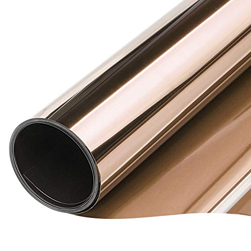 TTMOW Vinilo Pet Película Adhesiva Lámina de Espejo para Ventanas Cristal Unidireccional Protector de Privacidad Anti 99% UV y Anti 85% IR para Hogar y Oficina (Oro y Plata, 60 * 200cm)