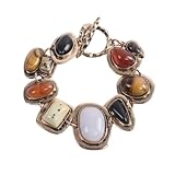 DATOA Vintage Large Colorful Stone Bracelet Simple Geometric OT-Clasp Link Bracelet Ethnic Style Jewelry-A