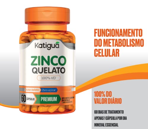 KATIGUÁ Zinco Quelato 100% Vd* Sem Sabor Katiguá 60 Cápsulas De 400Mg Laranja