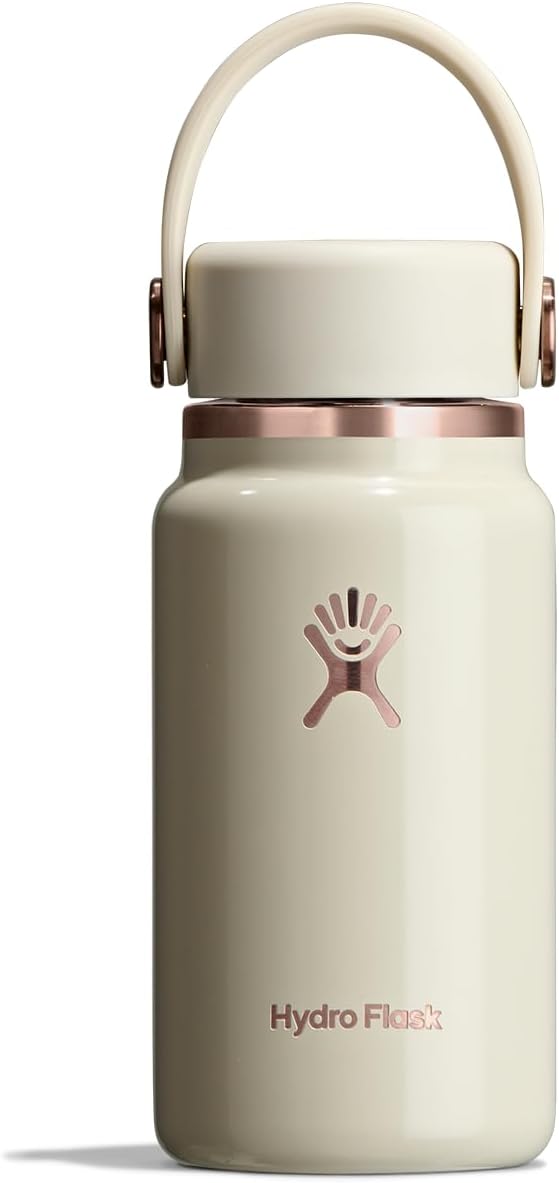 Hydro Flask Micro Bottle – Leak Proof Purse or Pocket Flask – Insulated Mini Water Bottle 6.7 Oz Linen Rose Gold