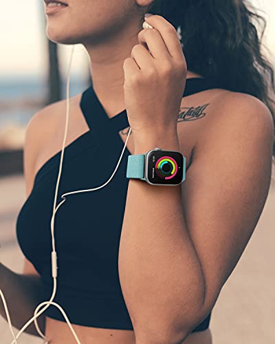 Image of AMANECER Stretchy Nylon Watch Band Compatible with Apple Watch Series 11 /10 /9 /8 /7 /6 /5 /4 Ultra 3 /2 /1 SE, Adjustable Braided Elastic Sport Solo Loop Straps for iWatch Women Men (Sky Blue, 44 /45 /46 /49MM)