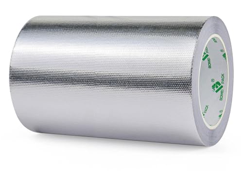 Image of BOMEI PACK Adhesive Aluminum Foil Heat Shield Tape 1Pack 7inch x 66ft Barrier Fiberglass Thermal Insulation Reflective Material High Temp Protectionn