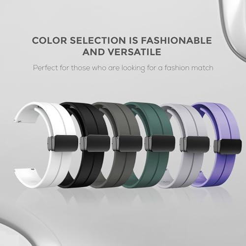 Image of GameSir 22mm Smartwatch Strap | Soft Silicone Magnetic Lock Replacement Band Compatible with Noise ColorFit & All 22mm Lug Watches | Flexible, Sweatproof & Fashion Design Strap (Light Grey)