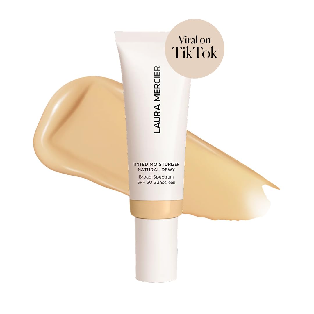 Laura Mercier Tinted Moisturizer Natural Dewy with SPF 30: 24HR+ Hydration, Long Lasting, Sheer to Light, Buildable Coverage, Dewy Finish, Improve Skin Tone and Texture, Skin Tint - Image 2