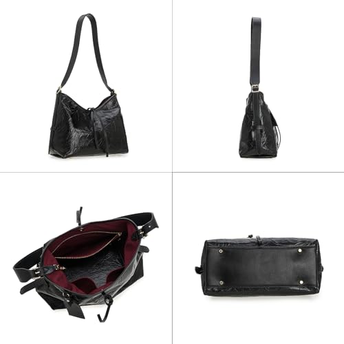 Women's Pleated Cowhide Single Shoulder Crossbody Bag4