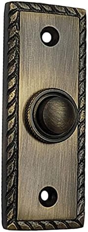 Adonai Hardware Rectangular Georgian Brass Bell Push or Door Bell or Push Button (Antique Brass)