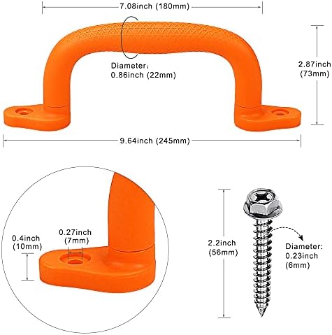 Dolibest Set of 4 Safety Playground Handles,Swing Set Kids Safety Hand Grips for Playset, Climbing Frame, Play House,Climbing Frame, Play House Handles(Red)