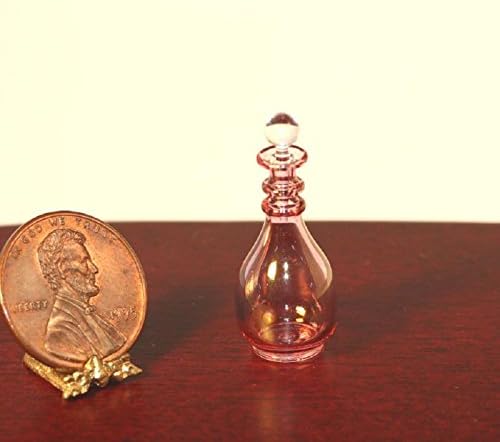 Dollhouse Miniature Cranberry Glass Ribbed Decanter by Philip Grenyer