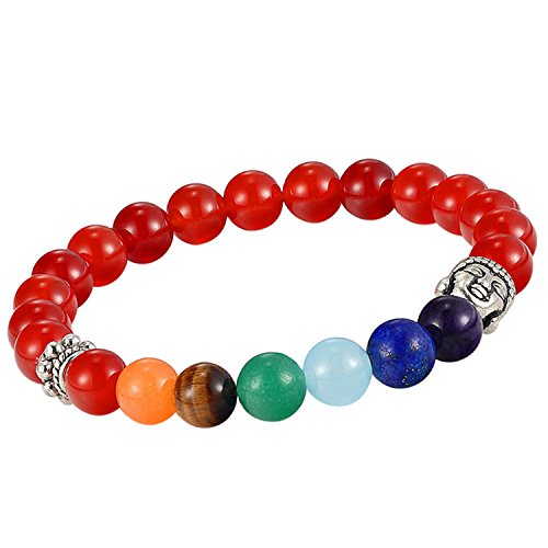 Image of Young & Forever Spiritual Master Collection: 7 Chakra Healing Crystal & Natural Stone Bead Bracelet for Men & Women - Reiki, Yoga, Meditation & Stress Relief Energy Jewelry