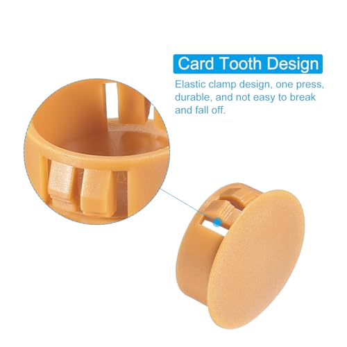 Image of PATIKIL 20Pcs 1 inch Hole Plugs, 1 inch /25mm Plastic Hole Plugs, 20Pcs Flush Type Round Hole Plugs Cover Snap in Locking Hole Tube for Table Kitchen Cabinet Furniture, Orange-Yellow