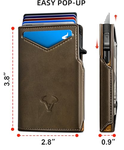 Image of BULLIANT Men Slim Leather Wallet Metal Case Money Clip-Magnetic Closure