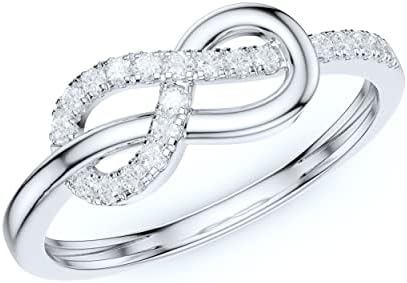PRSTANI Real 14k White Gold Tie The Infinity Love Knot Simulated Diamond Intertwined Ring Promise Ring (2.5)