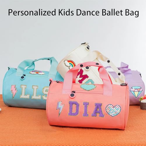 Personalized Kids Dance Ballet Bag, Kids Chenille Letter Duffel Bag, Sport Duffle Bag, Travel Duffel Bag, Pink Cheerleader Bag for Girls, Dance Duffle Bag, Special Performance Reward Gift for Children3