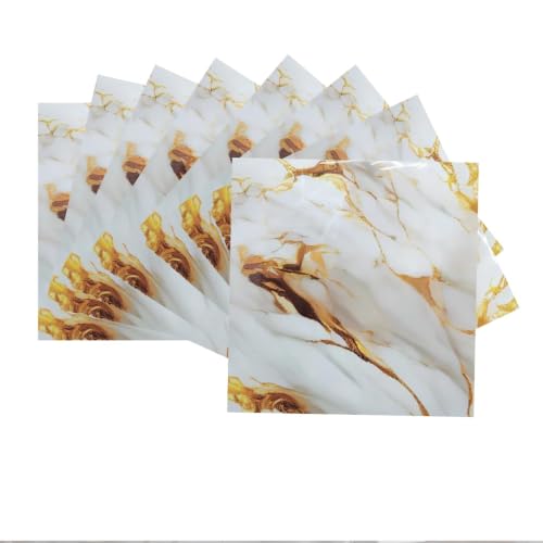Image of WALLVEAR PE Foam Marble Wall Panel Sheet | Self Adhesive DIY Wall Covering (4, Cream Yellow)
