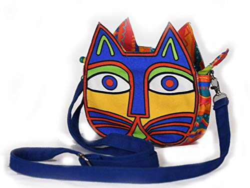Cat-On-the-Bag A-Mews-Ing Kitty Face Fun Colorful Crossbody Bag | One Pocket Sling Purse | Cute Gifts for Cat Lovers for Everyday Use, Travel, and More