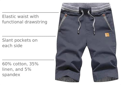 Image of Tansozer Men's Shorts Casual Classic Fit Drawstring Summer Beach Shorts with Elastic Waist and Pockets