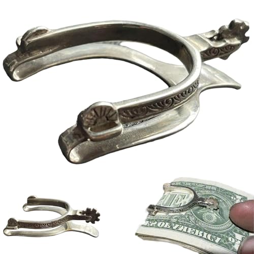 Rare Vintage Western Spur Silver Money Clip, Personalised Engraved Money Clip, Retro Spur-Shaped Cash Clip, Western Themed Metal Cash Clip Bill Holder, Horse Rider Accessory Gifts for Men