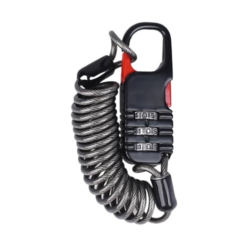 オートバイヘルメットケーブルロック - 3桁コンビネーション荷物ロック、ポータブル格納式セキュリティデバイス、盗難防止ケーブル |トラベルロックツール、荷物ベビーカーバイク用のコンパクトな安全アクセサリー
