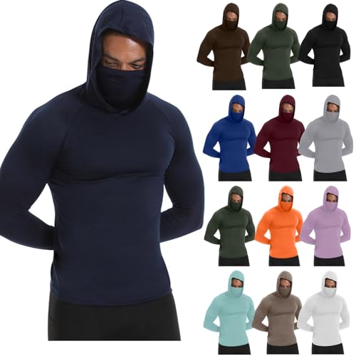 Sun Shirts for Men UPF 50+ Long Sleeve Sun Protection Lightweight Hoodie Athletic Hiking Running Swim Fishing Shirts