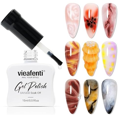vieafenti Blooming Gel Nail Polish Clear Marble Watercolor Blossom Gel Polish Magic Spreading Effect Floral Print UV/LED Nail Art DIY Cover