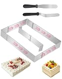 LAOYE Cadre Patisserie Rectangulaire Réglable Moule Rectangulaire Patisserie Extensible INOX Moule Gateau Rectangle pour Génoise Fraisier Mousse