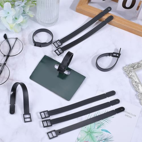 GORGECRAFT 10Pcs Plastic Luggage Tag Strap Luggage Label Replacement Loop Belts with Buckle for Suitcase Backpacks ID Card Pass Holder Travel Secure Protect Storage Hanging Accessories Black4