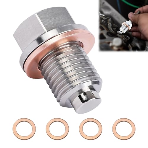 Tappo di Scarico Dell'Olio Magnetico, Vite di Scarico Dell'olio Magnetica M14x1.5, Tappo Coppa Olio Motore con 5 pezzi Rondella Rame, Automotive Raccordi in Acciaio Inox per Tutti Modelli di Auto