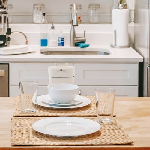 Caneca de basura para cocina con tapa y gancho beige miniatura 3