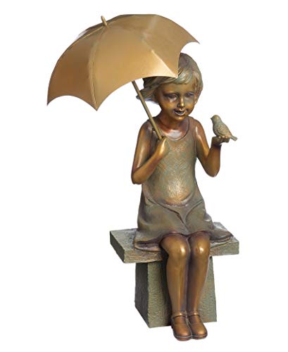 Roman - Girl On Bench Statue, 17.25" H, Garden Collection, Resin And Stone, Decorative, Gift, Home Outdoor Decor, Durable, Long Lasting, Unique Design #TOP2