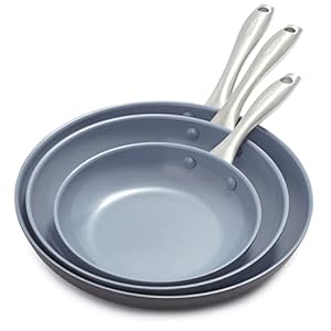 GreenPan Lima Hard Anodized Healthy Ceramic Nonstick 8″ 10″ and 12″ Frying Pan Skillet Set, PFAS-Free, Oven Safe, Gray