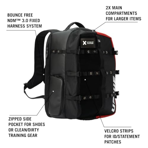 USWE Buddy Athlete Gear Pack, Duffle Bags to Store Sports Gear, Essentials, Ideal For Travelling, Gym, Training and More (40L Gear Pack Black/Red)2