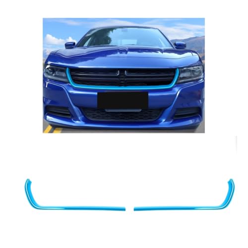 Image of Voodonala Front Grille Inserts Trim for 2015-2026 Dodge Charger, Radiator Grill Cover Protector, ABS Light Blue Exterior Accessories, 2PCS