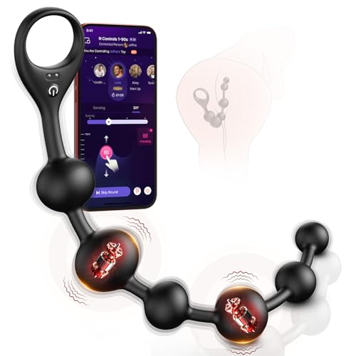 Image of BEISAR 15.35 inch Anal Beads Butt Plug - Alternating-Sized Prostate Massager Anal Vibrator with APP, Liquid Silicone Anal Plug with 10 Vibration Modes Anal Toys Waterproof Male Sex Toys S&M Whips
