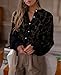 PRETTYGARDEN Women's Dressy Casual Lace Blouse Long Sleeve Button Up Shirts Tops Spring Fall Fashion Clothes (Black,Medium)