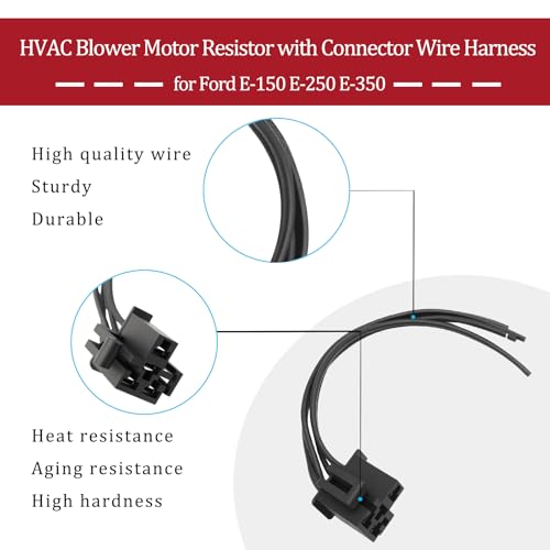 Image of HVAC Blower Motor Resistor with Connector Wire Harness for Ford E-150 E-250 E-350 E-450 E-550 F-350 F-450 F-550 Econoline Compatible with 4C2Z19A706AA F6UZ19A706AA