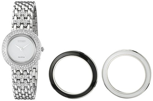 Citizen���f�B�[�Xeco-drive Silhouette Crystal Watch with Interchangeable Bezels None �V���o�[