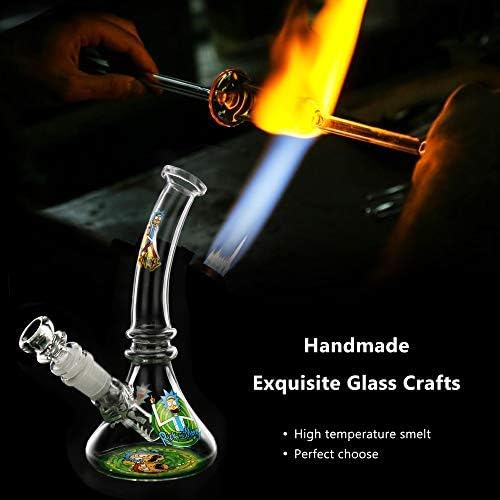 The7boX Small Glass Bong 14mm Recycler Water Pipes Cartoon Beaker Bongs