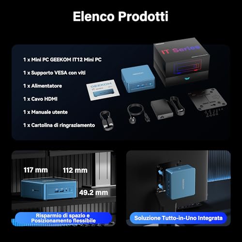 IT12 Mini PC con Intel i5-12450H|16GB DDR4 RAM AGGIORNABILE e 512GB SSD,Mini PC Windows 11 Pro – 2.5G LAN, Wi-Fi 6E, Doppia USB4, Supporto 8K – Per Casa, Ufficio e Azienda - Cuffia gaming - Immagine 9
