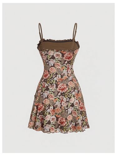 SOLY HUX Women's Floral Print Cami Dress Spaghetti Strap A Line Flared Short Summer Dresses2