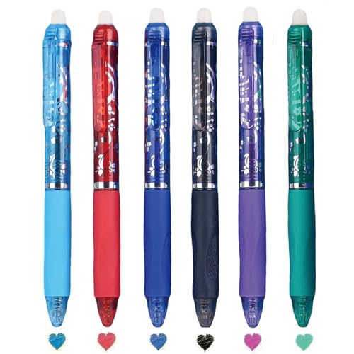 Bolígrafos retráctiles borrables de gel de 6 colores