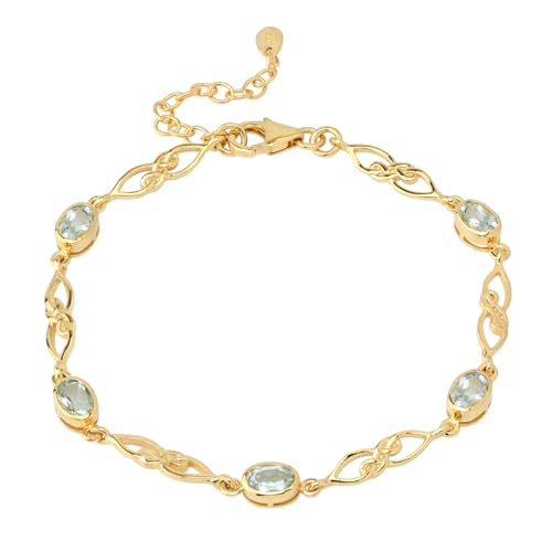 Image of Silvershake Birthstone Gemstones White Gold Plated or Yellow Gold Plated 925 Sterling Silver Scroll /Filigree Celtic Knot Weave 7.25 to 8.75 Inch with Adjustable Extension Bracelet Jewelry for Women